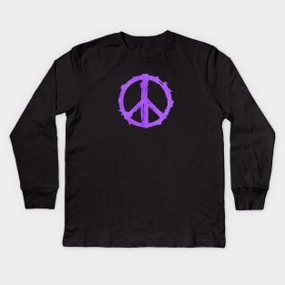 PEACE Symbol - Purple Kids Long Sleeve T-Shirt